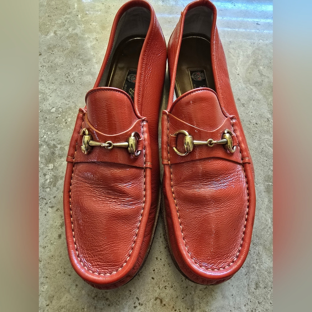 Authentic Gucci 1953 Pumpkin Patent Leather Mens Loafer US9 - Picture 3 of 14